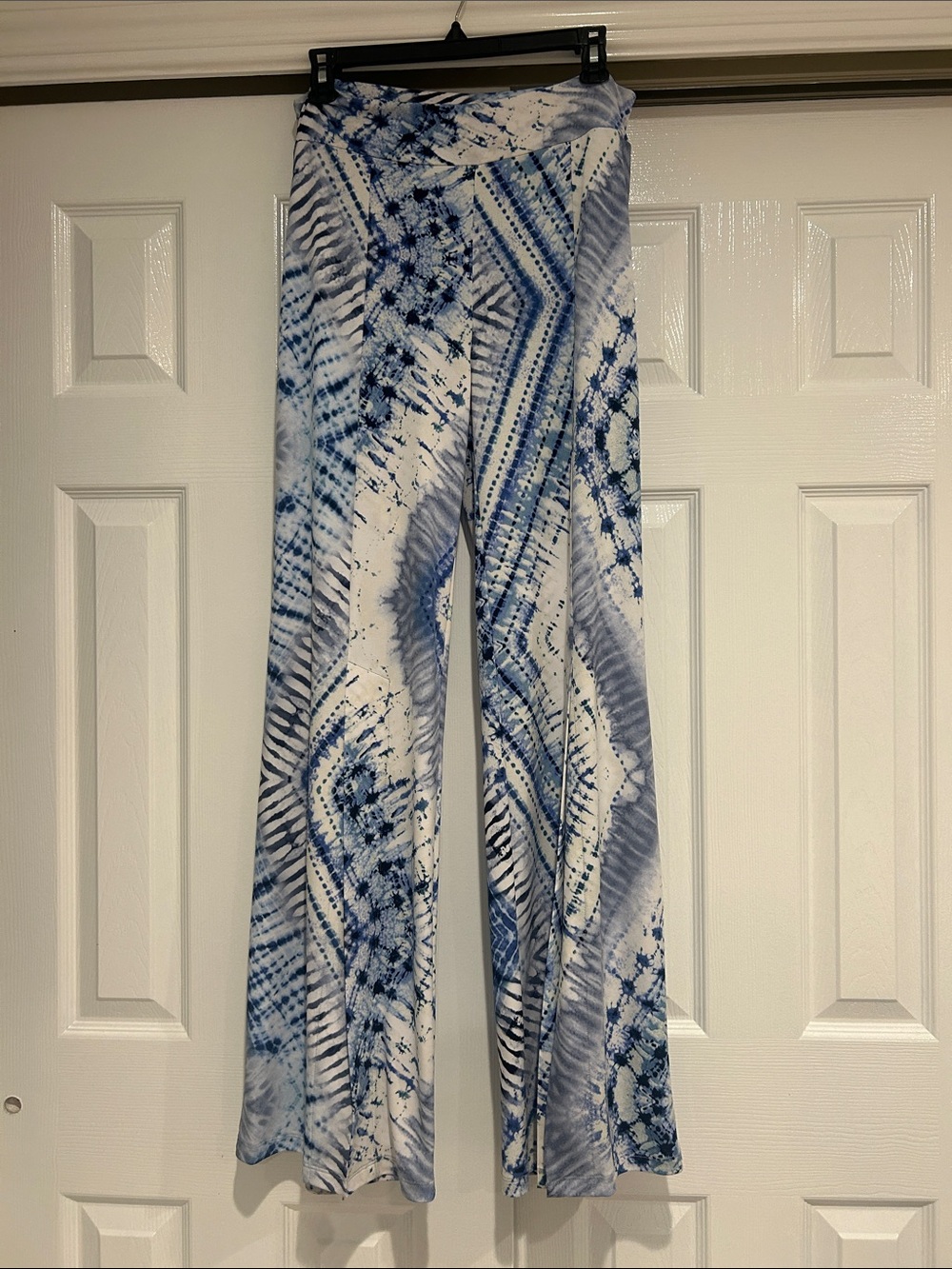 Clara Sun Woo Blue and White Tie-Dye Wide Leg Pants